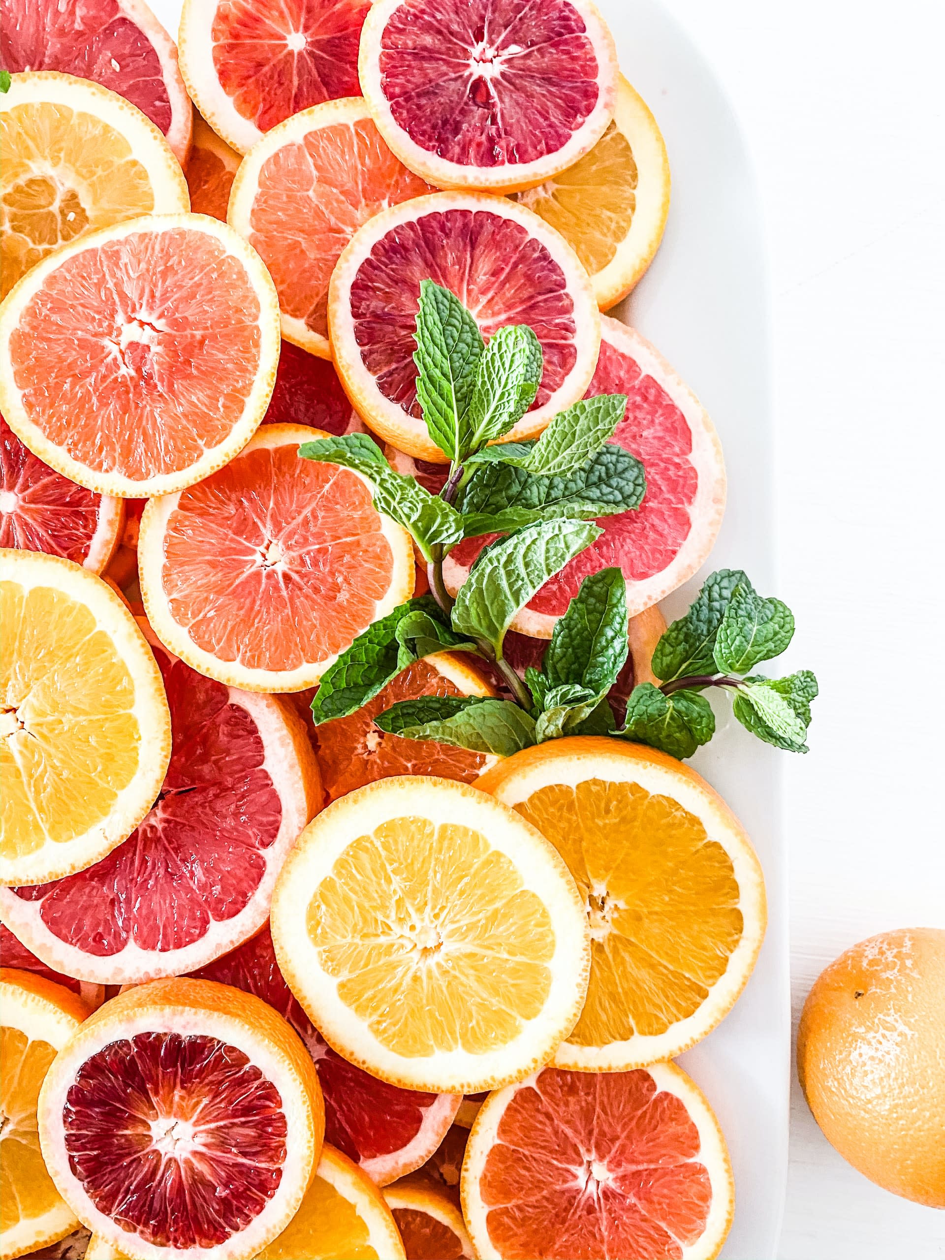 citrus fruit with mint